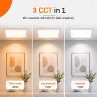 LED Panel Einbauleuchte rechteckig 18W | 20 x 20 cm (18,5 cm Deckenausschnitt) | IP20 | CCT (warmweiß 3000K, neutralweiß 4200K, kaltweiß 6400K)