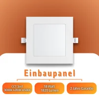 LED Panel Einbauleuchte rechteckig 18W | 20 x 20 cm (18,5...