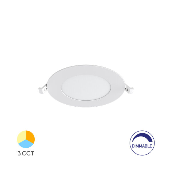 LED Panel Einbauleuchte rund 6W IP20 Ø 11,5 cm | Dimmbar | CCT (warmweiß 3000K, neutralweiß 4200K, kaltweiß 6400K)