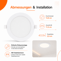 LED Panel Einbauleuchte rund 6W IP20 Ø 11,5 cm |...