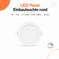 LED Panel Einbauleuchte rund 6W IP20 Ø 11,5 cm |...