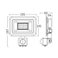 LED Flutlichtstrahler mit Bewegungssensor 50W | kaltweiß 6500K | IP54