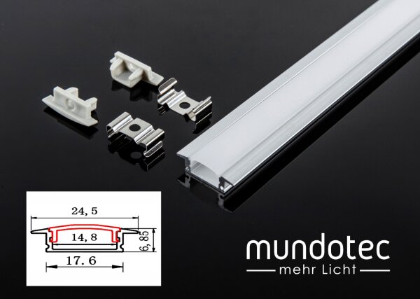 LED Einbau Alu Fugen Profil 17,6x6,85mm Länge 2m silber