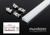 LED Aufbau U-Profil  12,3x7,59mm  Länge: 2m silber