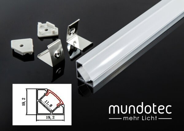 LED Alu Eck-Profil 19,2x19,2mm - Länge: 2m Silber