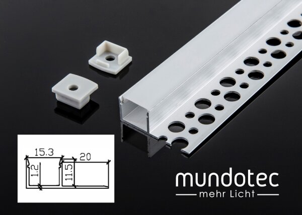 LED Alu Profil Unterputz Trockenbau „RIGIPS-L" 34x15,3mm Länge 2m Silber
