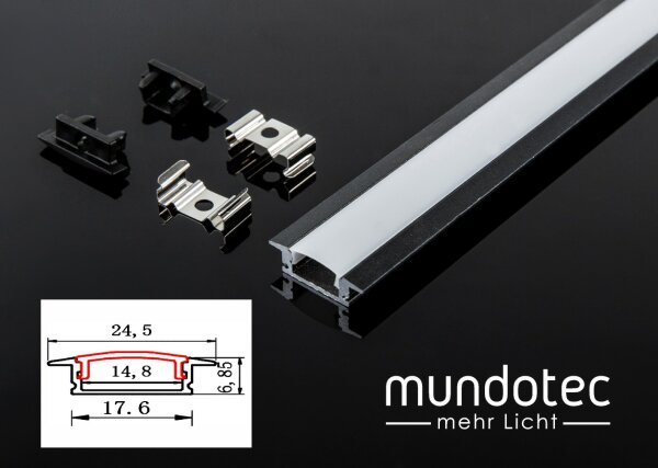 LED Alu Profil Schiene Leiste Kanal Trockenbau Rigips Länge 2m Silber Schwarz