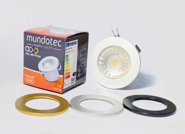 LED Einbauspot Minispot 3W IP54 rund weiß/schwarz/gold/silber Ø 3,5 cm (deckenausschnitt)  CCT 3 in 1