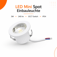 LED Einbauspot Minispot 3W IP54 rund...