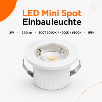LED Einbauspot Minispot 3W IP54 rund...