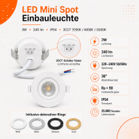 LED Einbauspot Minispot 3W IP54 rund...