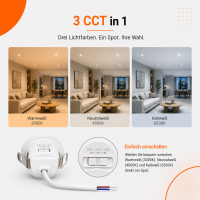 LED Einbauspot Minispot 3W IP54 rund weiß/schwarz/gold/silber Ø 3,5 cm (deckenausschnitt)  CCT 3 in 1