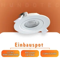 LED Einbauspot Einbaustrahler 9W weiß rund IP40...