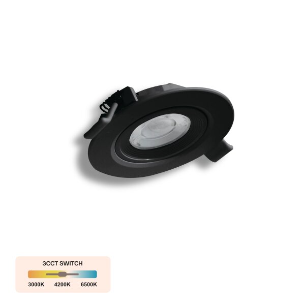 LED Einbauspot Einbaustrahler 9W Schwarz rund IP40 schwenkbar Ø 9,0 cm (deckenausschnitt)  CCT 3000K/4000K/6500K