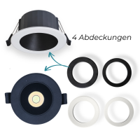 LED Einbauspot  9W schwarz-weiß rund IP20 Ø 7,0 cm (deckenausschnitt) CCT 3 in 1  (warmweiß 3000K, neutralweiß 4200K, kaltweiß 6500K)
