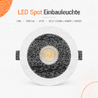 LED Einbauspot  14W schwarz-weiß rund IP20 Ø...