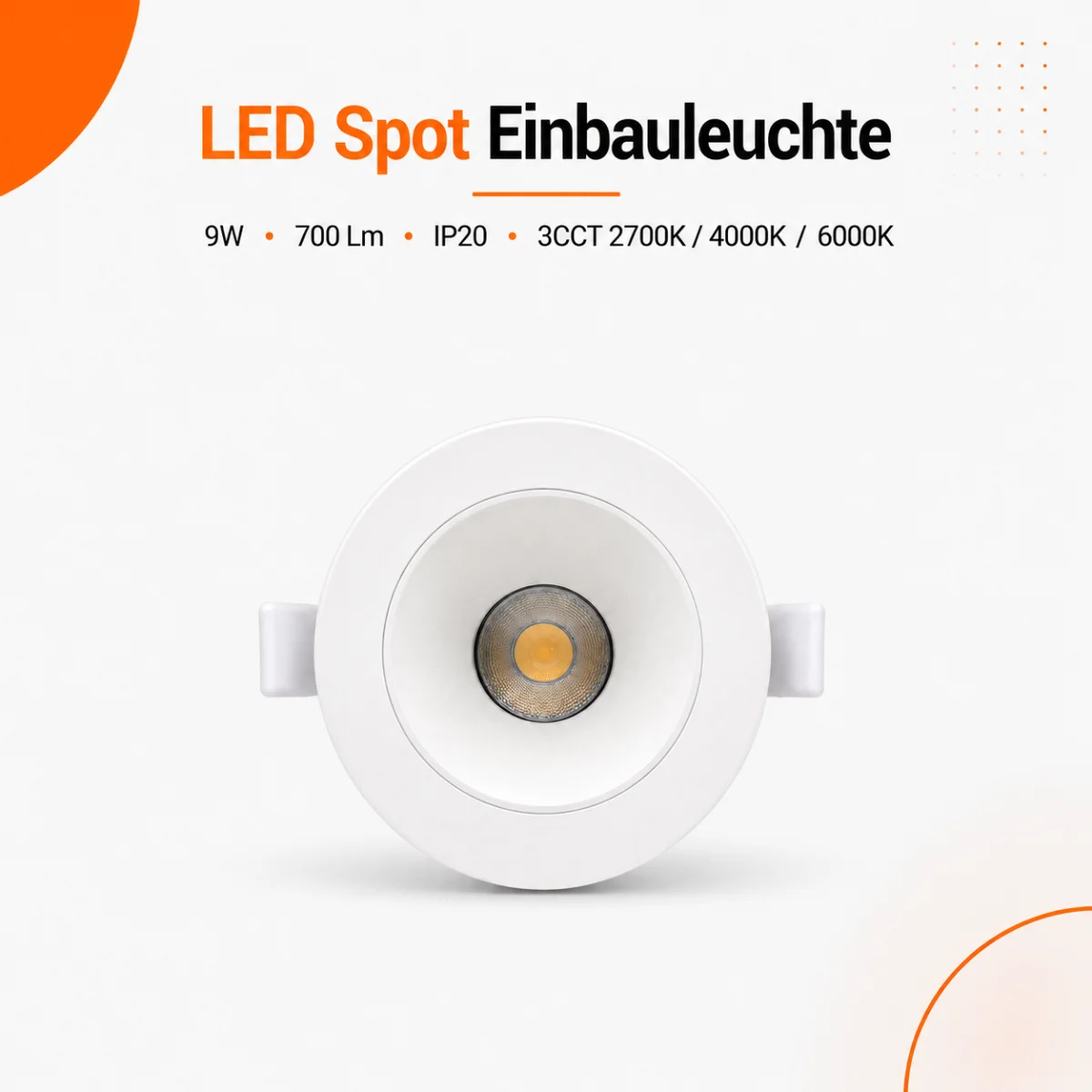 LED Einbauspot 9W weiß-weiß rund IP20...