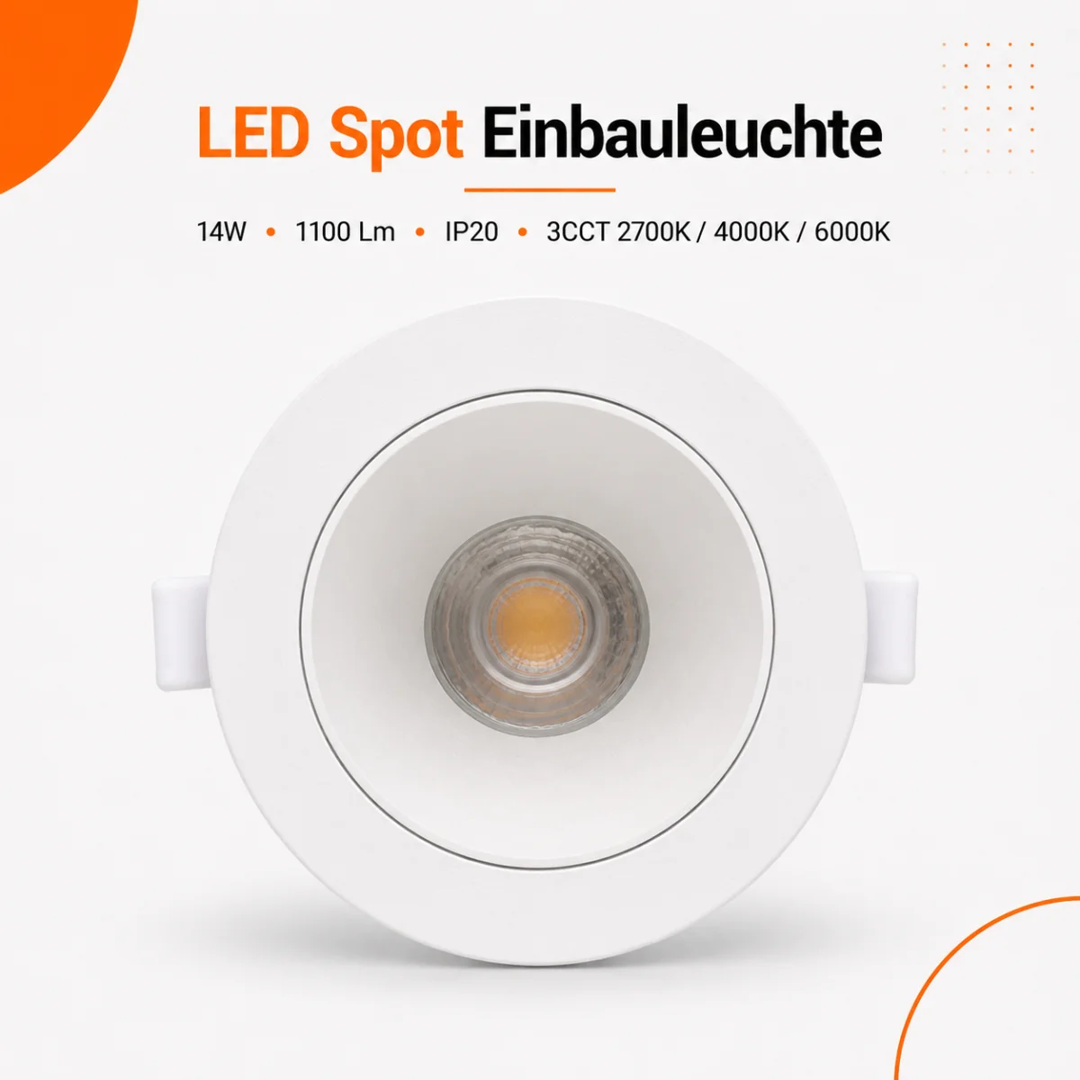 LED Einbauspot 14W weiß-weiß rund IP20...