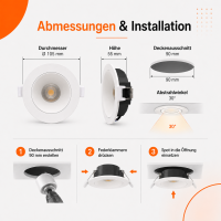 LED Einbauspot  14W weiß-weiß rund IP20 Ø 90-95mm (Deckenausschnitt) CCT 3 in 1  (warmweiß 3000K, neutralweiß 4200K, kaltweiß 6500K)