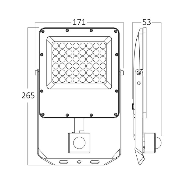 LED Flutlichtstrahler mit Bewegungssensor 50W | 3in1 | IP65 3CCT