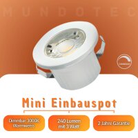 LED Einbauspot Minispot Dimmbar 3W IP54 rund weiß/schwarz/gold/silber Ø 3,5 cm (deckenausschnitt) warmweiß (3000 K)