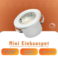 LED Einbauspot Minispot Dimmbar 3W IP54 rund weiß/schwarz/gold/silber Ø 3,5 cm (deckenausschnitt) warmweiß (3000 K)