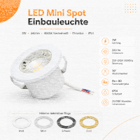LED Einbauspot Minispot Dimmbar 3W IP54 rund...