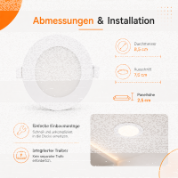 LED Panel Einbauleuchte integrierte trafo  rund 3W IP20...