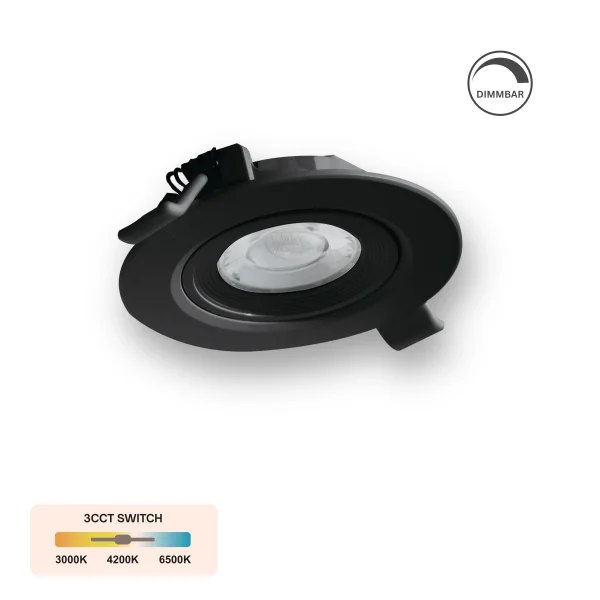 LED Einbauspot Einbaustrahler Dimmbar 7W schwarz rund IP20 schwenkbar Ø 7,0 cm (deckenausschnitt)  CCT 3000K/4000K/6500K