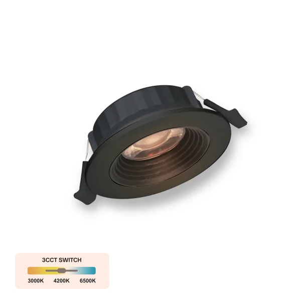 LED Einbauspot  6,5W schwarz rund IP20 Ø 7,0 cm (deckenausschnitt) CCT 3 in 1  (warmweiß 3000K, neutralweiß 4200K, kaltweiß 6500K)