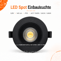 LED Einbauspot  6,5W schwarz rund IP20 Ø 7,0 cm...