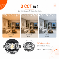 LED Einbauspot  6,5W schwarz rund IP20 Ø 7,0 cm (deckenausschnitt) CCT 3 in 1  (warmweiß 3000K, neutralweiß 4200K, kaltweiß 6500K)