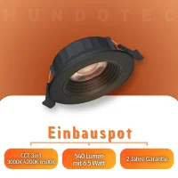 LED Einbauspot  6,5W schwarz rund IP20 Ø 7,0 cm...