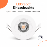 LED Einbauspot Dimmbar 6,5W weiß rund IP20 Ø...
