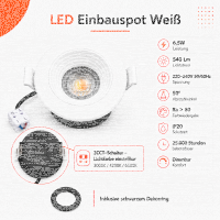 LED Einbauspot Dimmbar 6,5W weiß rund IP20 Ø...