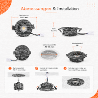 LED Einbauspot Dimmbar 6,5W schwarz rund IP20 Ø 7,0 cm (deckenausschnitt) CCT 3 in 1  (warmweiß 3000K, neutralweiß 4200K, kaltweiß 6500K)