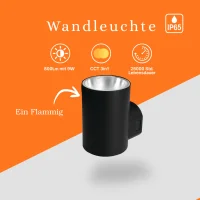 LED Wandleuchte rund 9W 1- flammig CCT | IP65 |  Grau