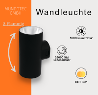 LED Wandleuchte rund 18W 2 flammig  CCT | IP65 | Grau