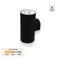 LED Wandleuchte rund 18W 2 flammig  CCT | IP65 | Grau
