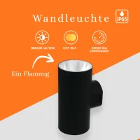 LED Wandleuchte rund 18W 2 flammig  CCT | IP65 | Grau