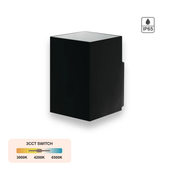 LED Wandleuchte eckig 9W 1- flammig CCT | IP65 |  Grau
