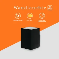 LED Wandleuchte eckig 9W 1- flammig CCT | IP65 |  Grau