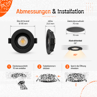 LED Einbauspot Einbaustrahler Schwarz 5W CCT 3000K/4000K/6500K