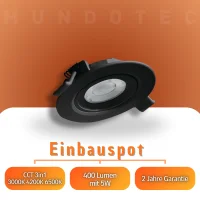 LED Einbauspot Einbaustrahler Schwarz 5W CCT...