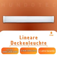 LED Lineare Deckenleuchte  32W IP40 CCT 3000K/4000K/6500K...