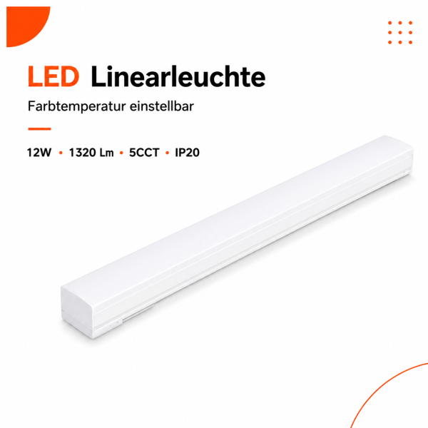 LED Linearlampe 12W -  588mm, G5, CCT 2700K/3000K/4000K/5000K/6500K