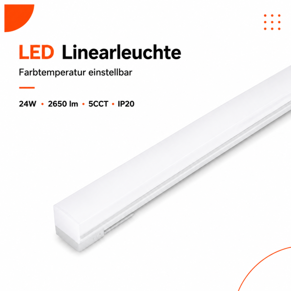 LED Linearlampe 24W -  1188mm, G5, CCT 2700K/3000K/4000K/5000K/6500K