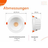 LED Einbauspot 10W-15W-20W / CCT 2700K-3000K-4000K-5000K-6500K