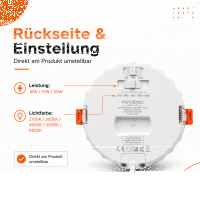 LED Einbauspot 10W-15W-20W / CCT 2700K-3000K-4000K-5000K-6500K