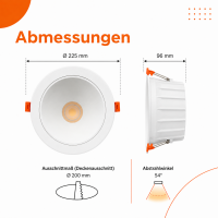 LED Einbauspot 25W-30W-35W / CCT 2700K-3000K-4000K-5000K-6500K